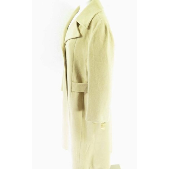 Vintage 70s Cashmere Over Coat L Champagne Pockets - Picture 3 of 11